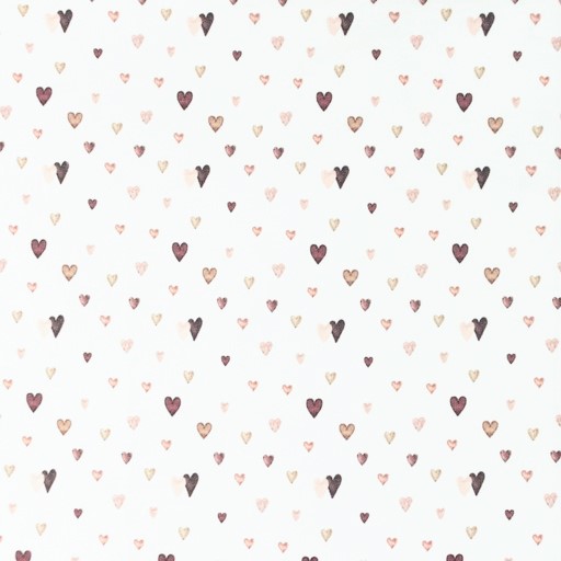 Digitaljersey Snoozy Fabrics "Sweet Hearts" mit Herzen - ecru/braun   