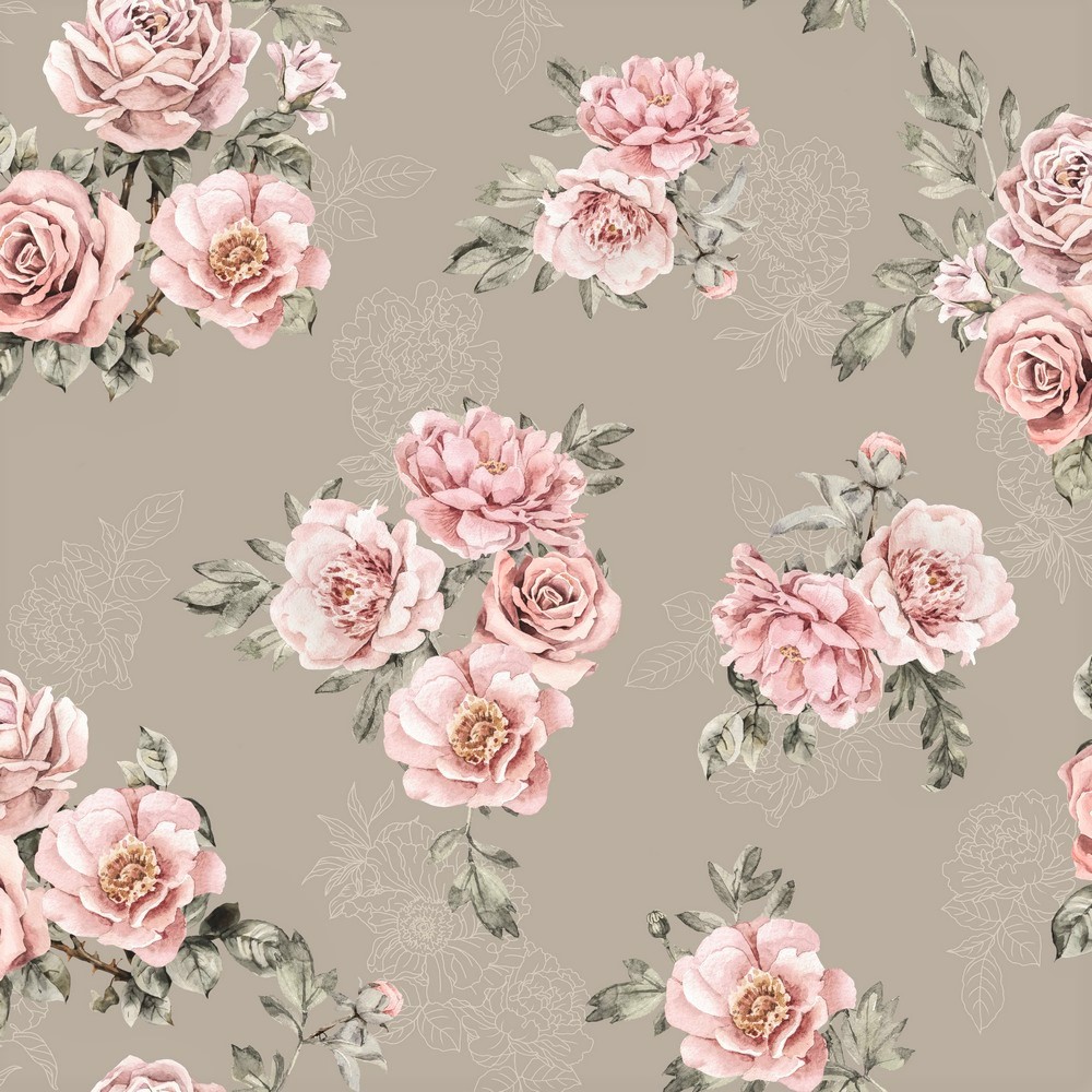 Canvas Digital "Romantic Roses" - taupe