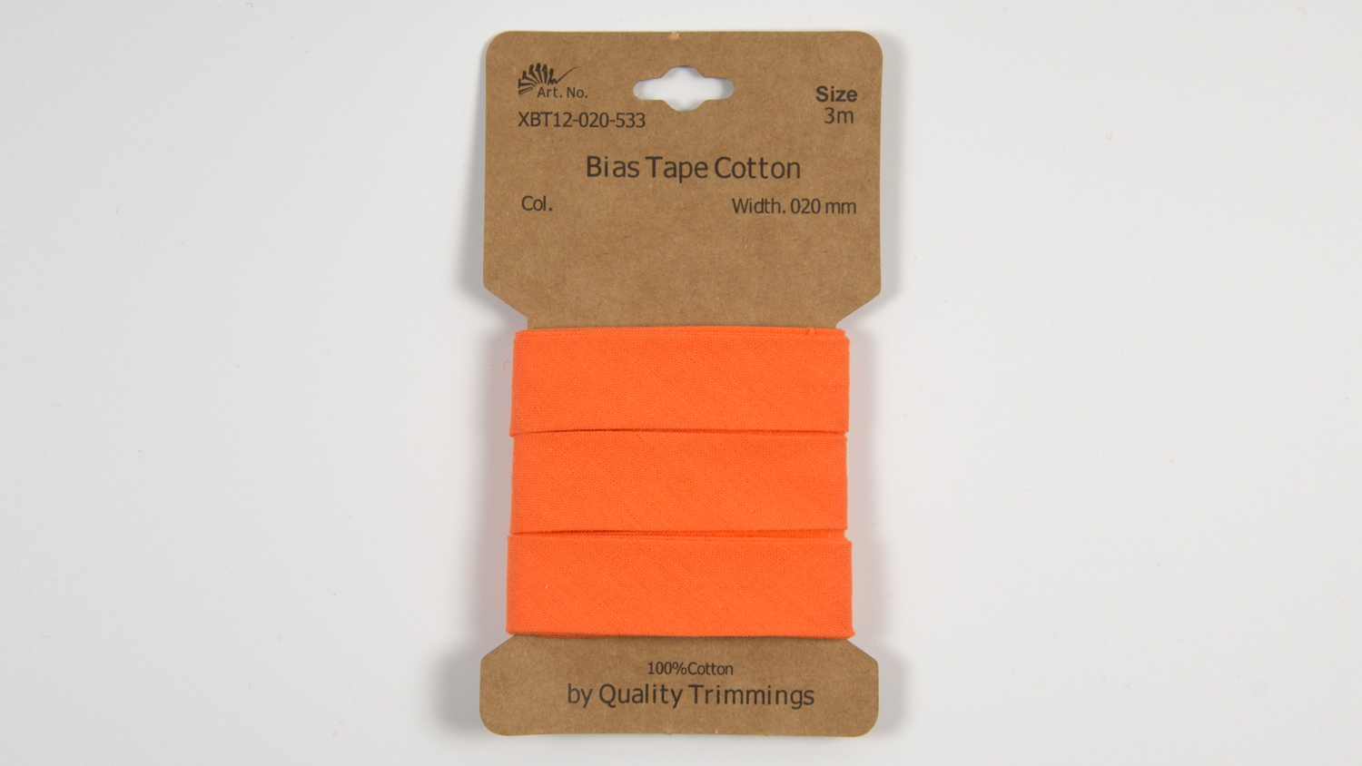 Karte 3m Baumwoll-Schrägband 20mm breit in orange (533)         