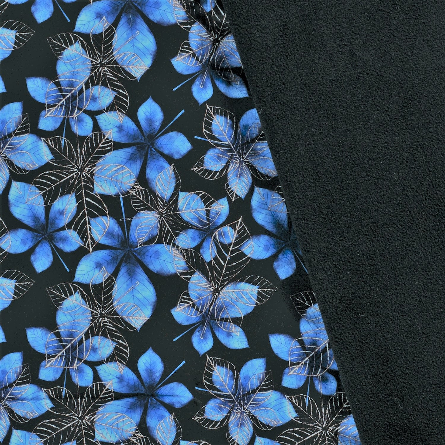 Softshell Digital mit Blumen - schwarz/blau