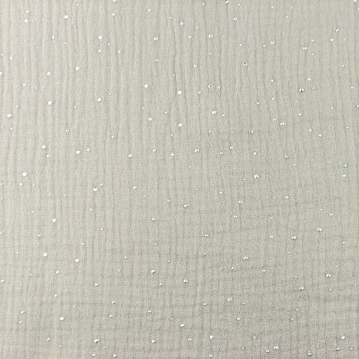 Baumwolle Musselin Double Gauze sand mit silbernen Punkten (Foliendruck)    