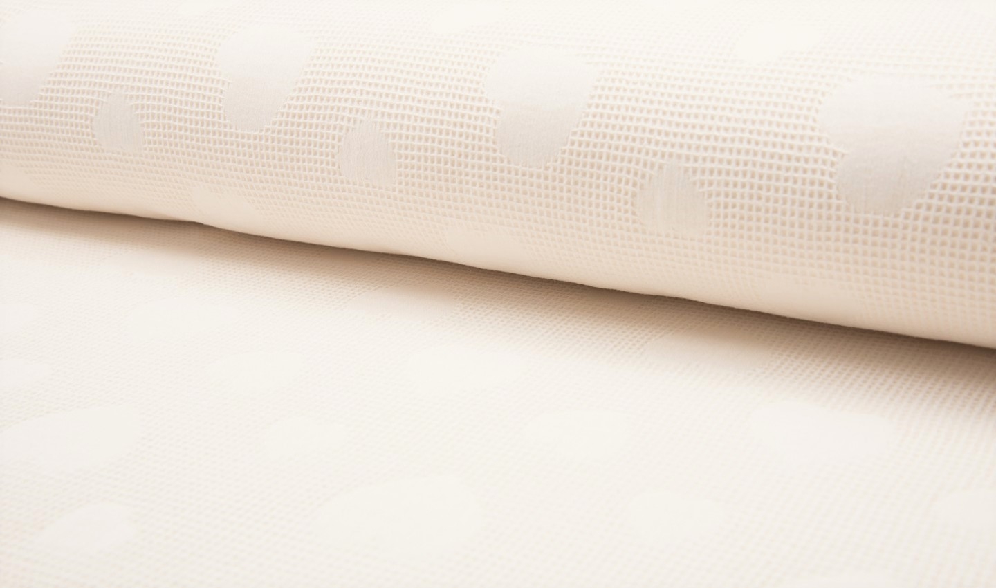 Jacquard Waffelstoff ecru mit Herzen