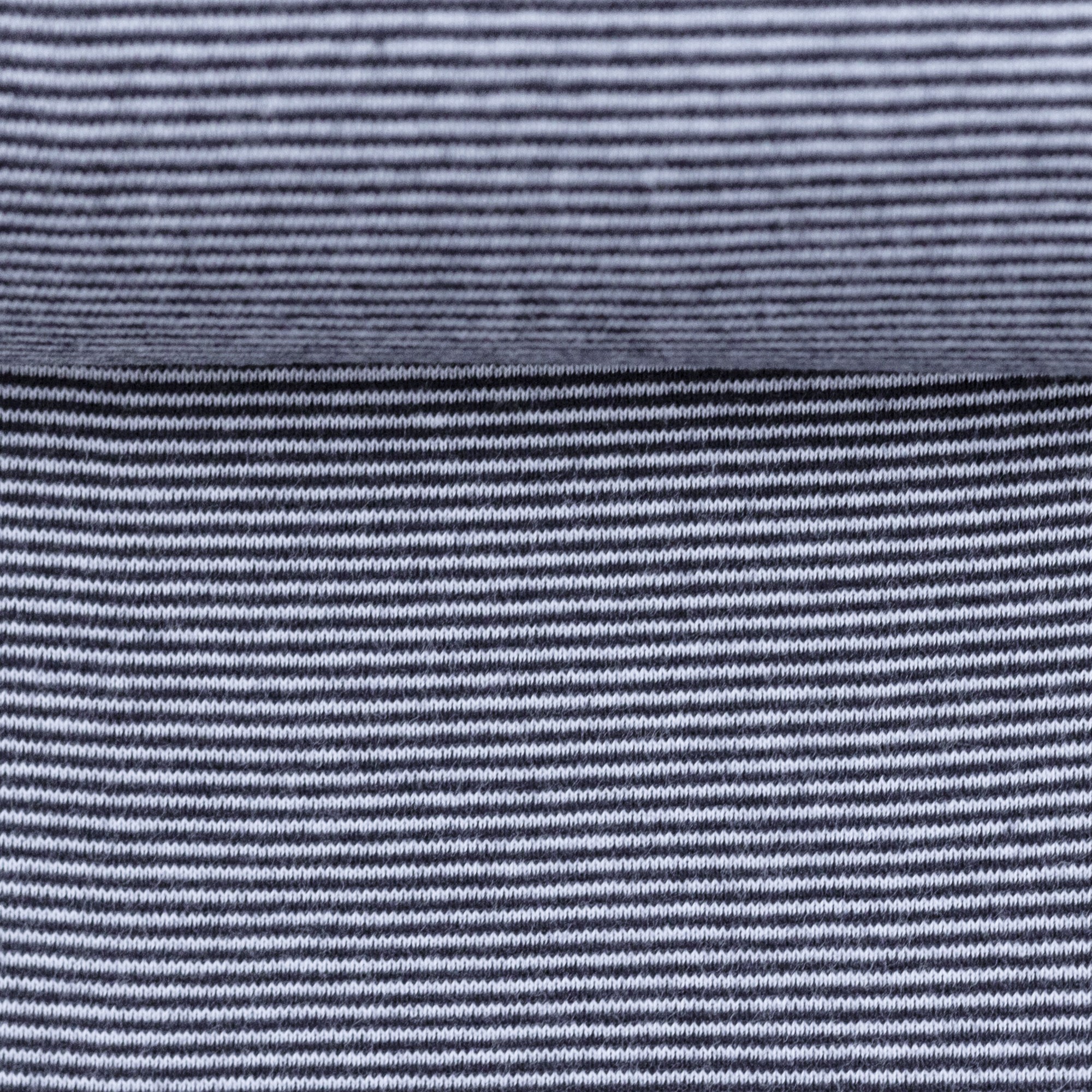 Bündchenstoff Stella 50cm breit, navy/weiß schmal gestreift       