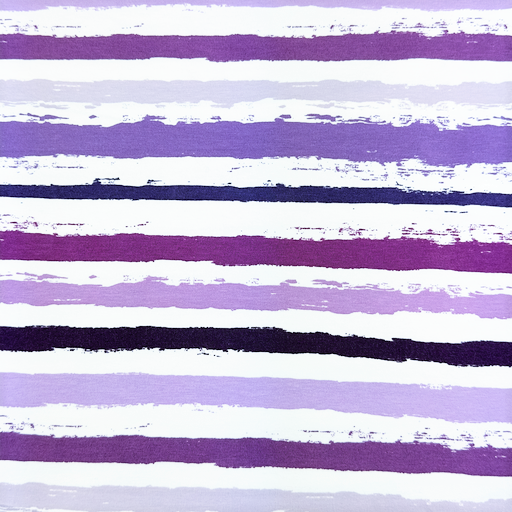 Baumwolljersey mit Blockstreifen - weiß/violett/lila