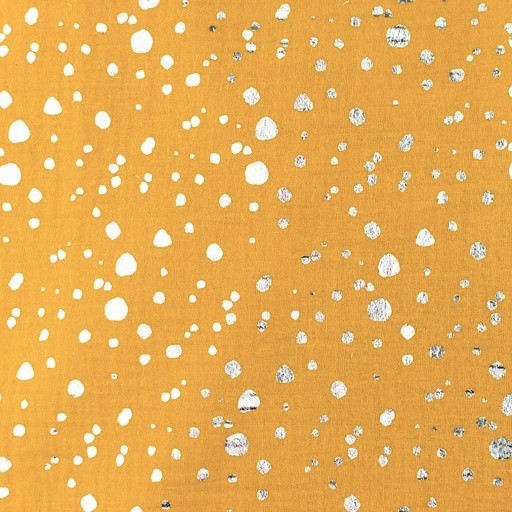 Baumwolle Musselin Double mit silbernen Dots (Foliendruck) - ocker