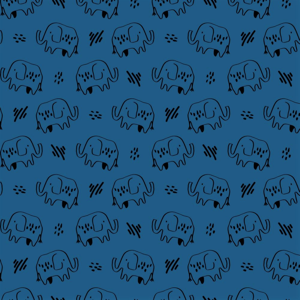 Softsweat angeraut Organic Cotton "Elephants" - azurblau