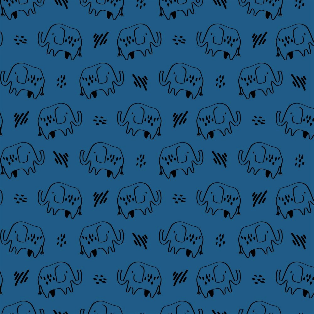 Softsweat angeraut Organic Cotton "Elephants" - azurblau