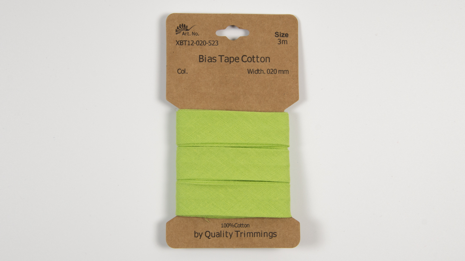 Karte 3m Baumwoll-Schrägband 20mm breit in lime (523)      