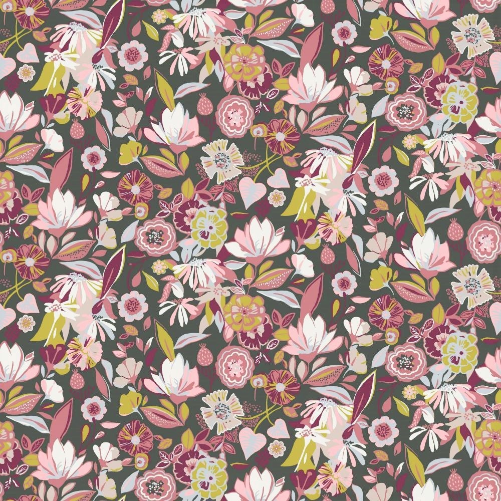 Tencel Modal Jersey "Spring Flowers" - army