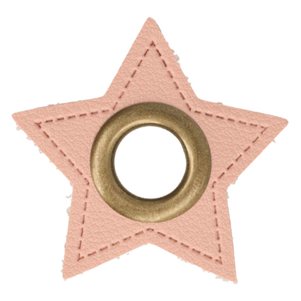 Ösen-Patch auf rosa Kunstleder in Sternform bronze 11mm   