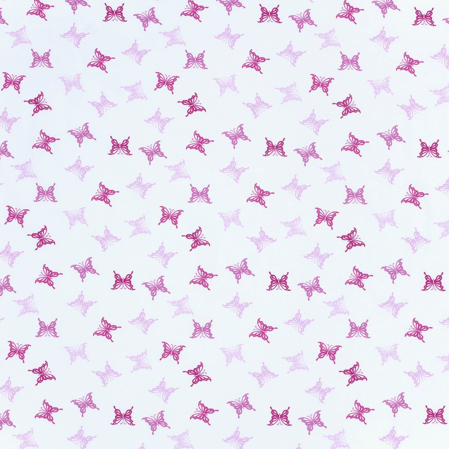 Baumwolljersey mit rosa und pinken Schmetterlingen - weiß