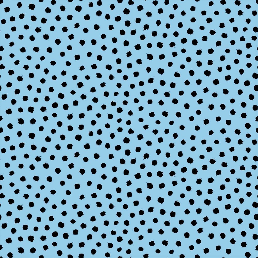 1,27m Reststück   Baumwolljersey Organic Cotton dusty blue mit schwarzen Dots   
