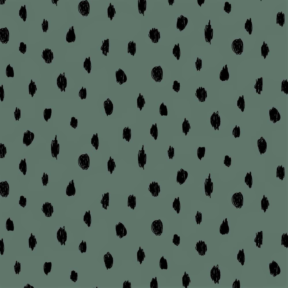 Softsweat angeraut Organic Cotton "Black Dots" - dark olive (014)     