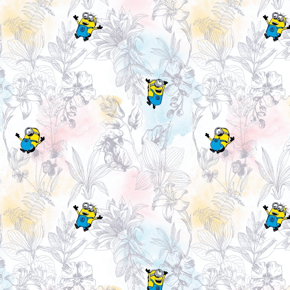 Sommersweat Digital Lizenz mit Minions und Blumen - weiß