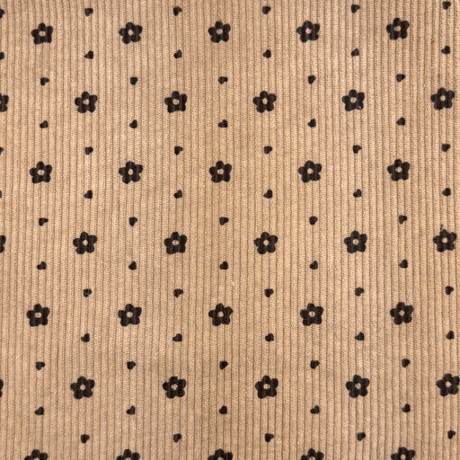 Feincord mit kleinen Dots und Blümchen - sand