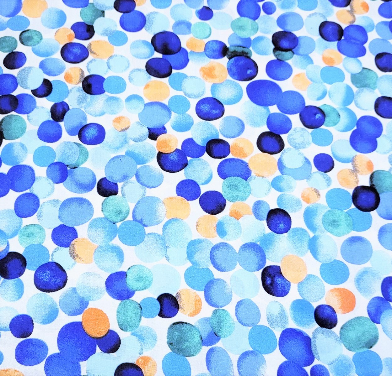 Viskose Lana Digital mit Dots - weiß/blau