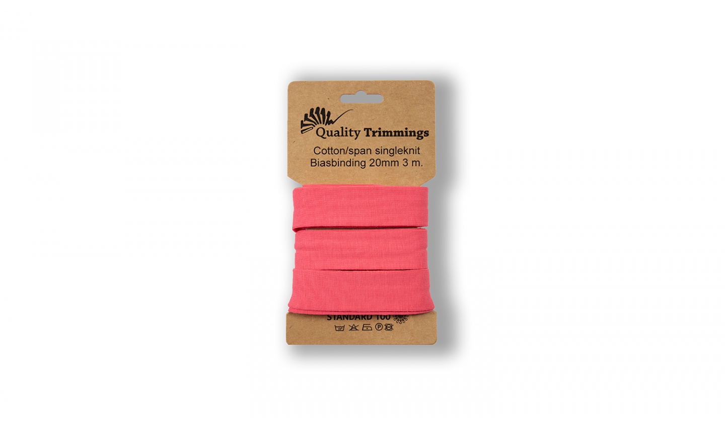 Schrägband Jersey Ben uni coral (014) Karte 3m 