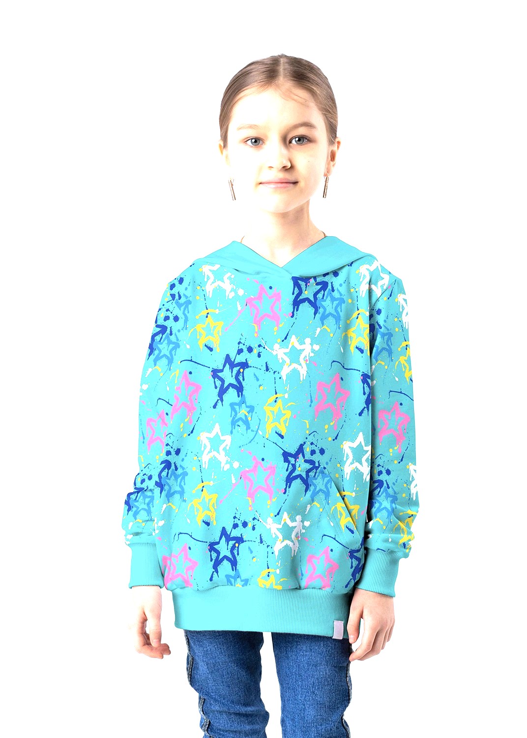 Sommersweat "Big Colored Stars" - aqua