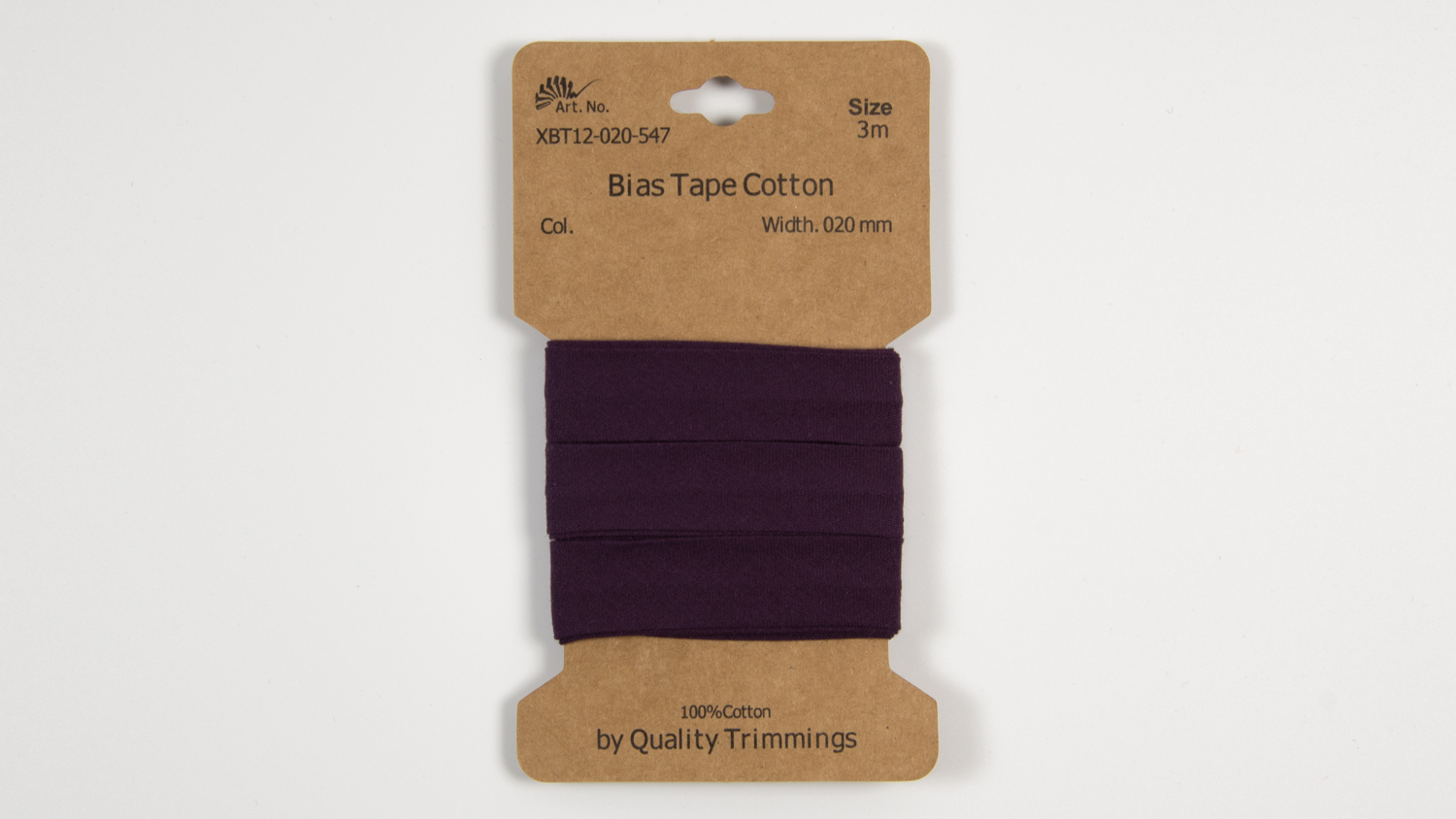 Karte 3m Baumwoll-Schrägband 20mm breit in purple (547)           