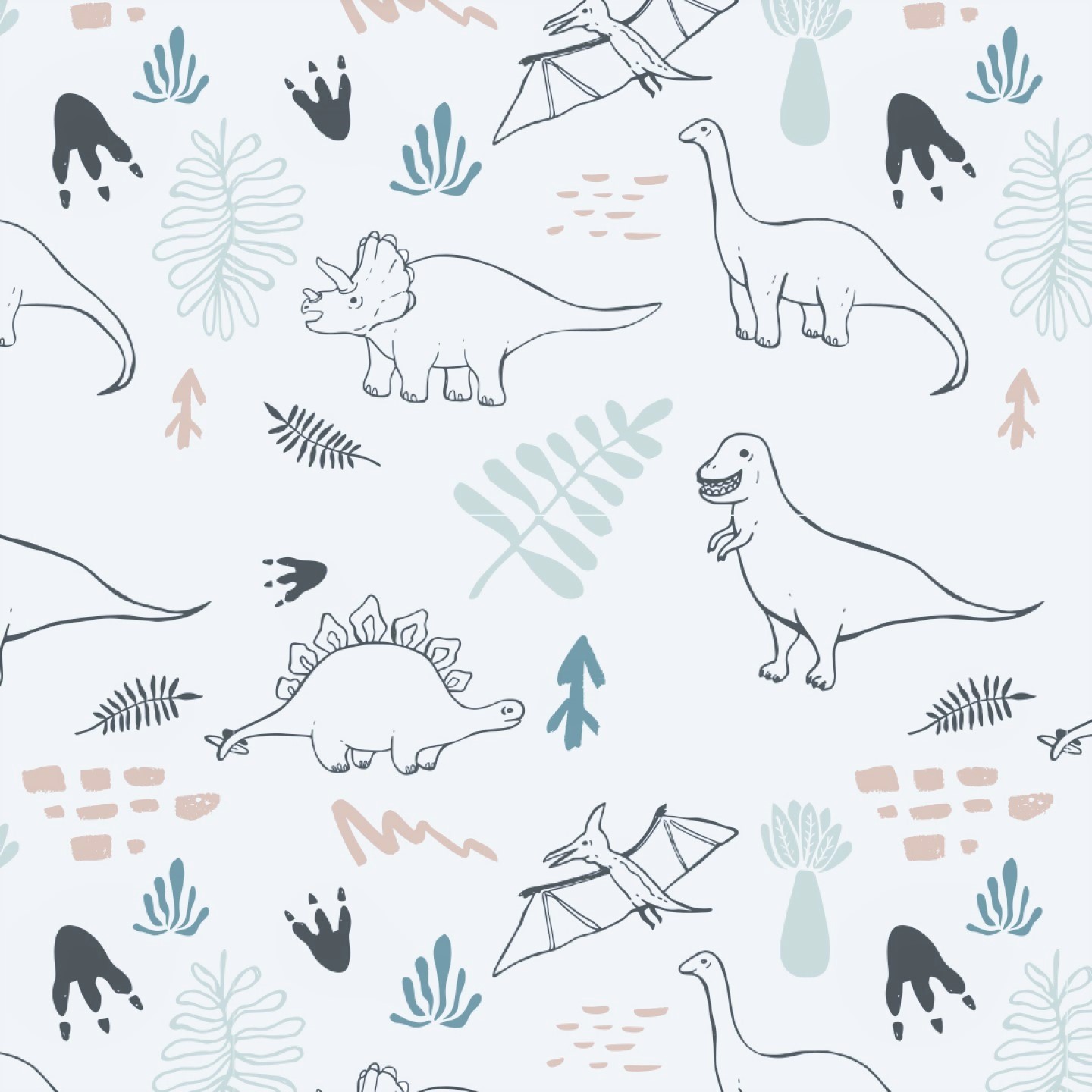 Baumwolljersey mit Dinosauriern - ecru