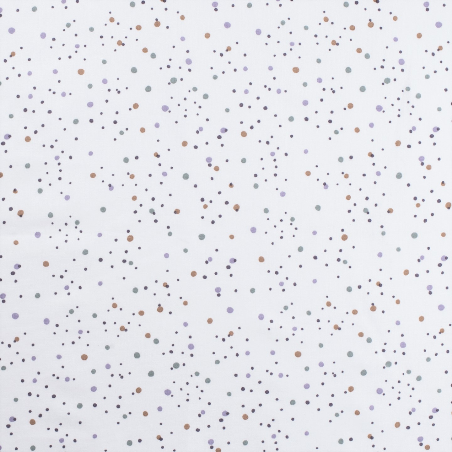 Baumwollstoff "Dots" weiß mit grau/braun/dusty green Punkten  
