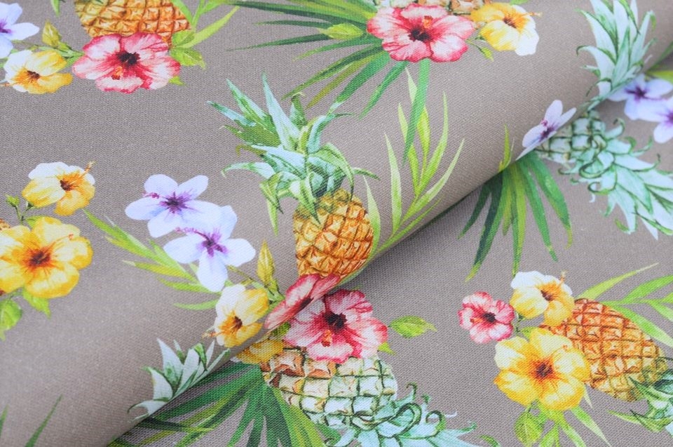Canvas taupe "Tropical Fruits"