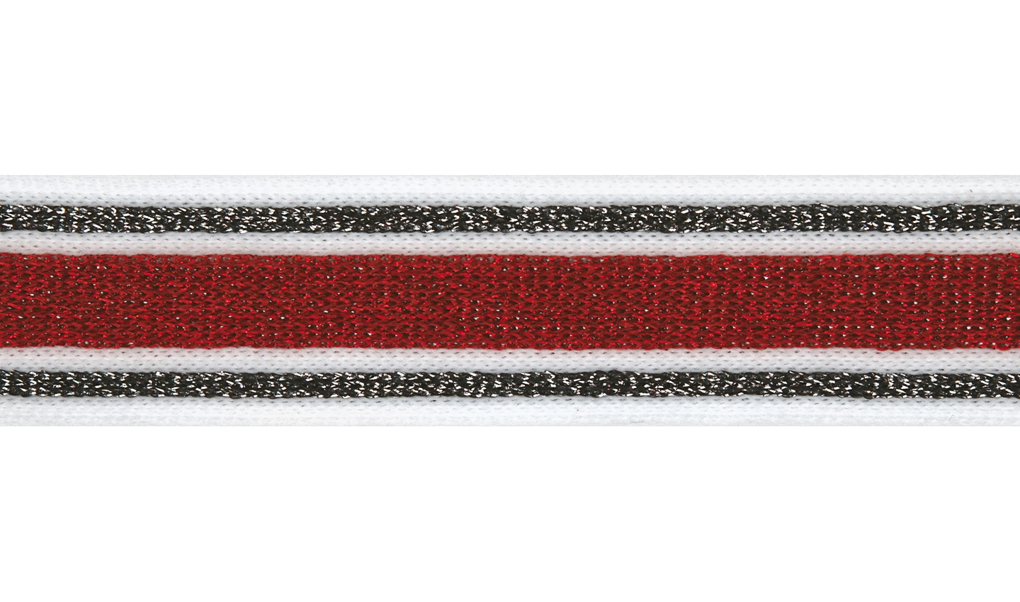 Elastisches Band 30mm mit Lurex weiß/rot/schwarz 