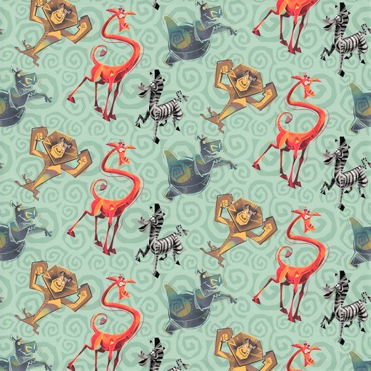 Digitaljersey "Madagascar" in dusty mint - Lizenzstoff