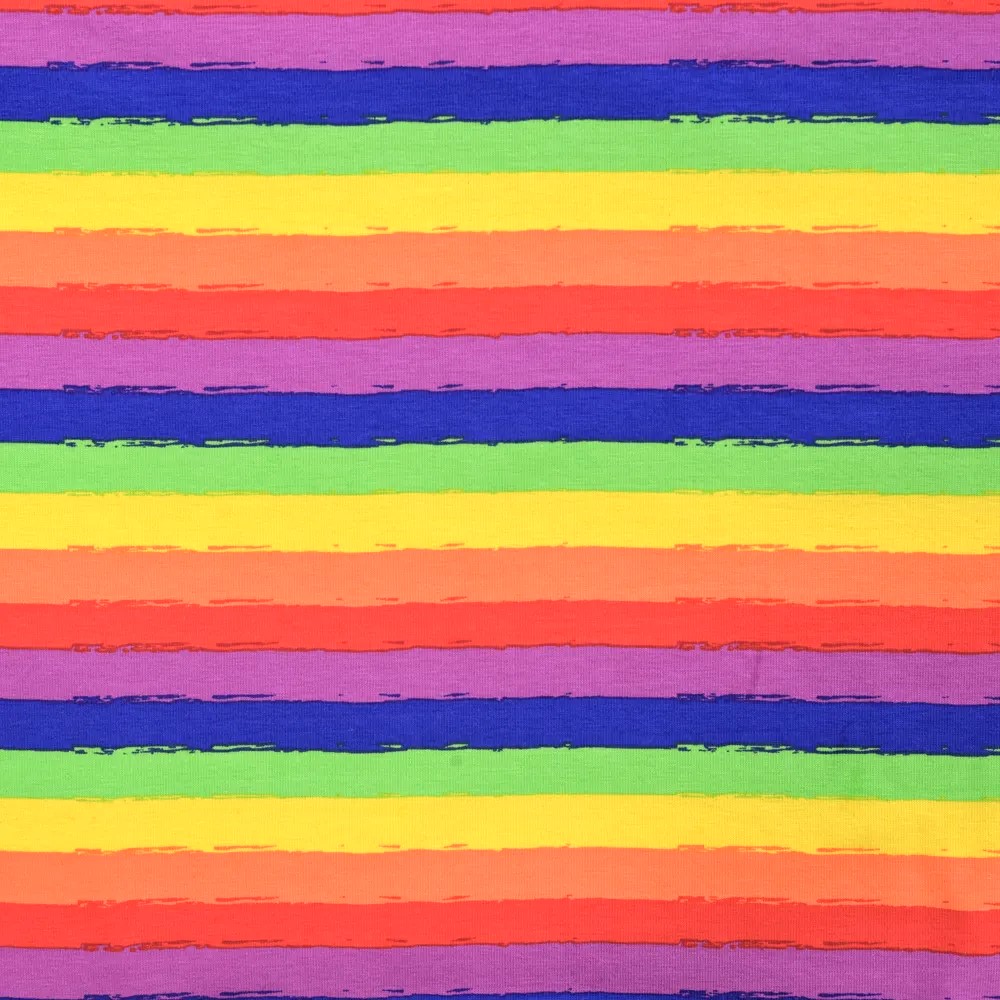Baumwolljersey mit Regenbogenstreifen - bunt