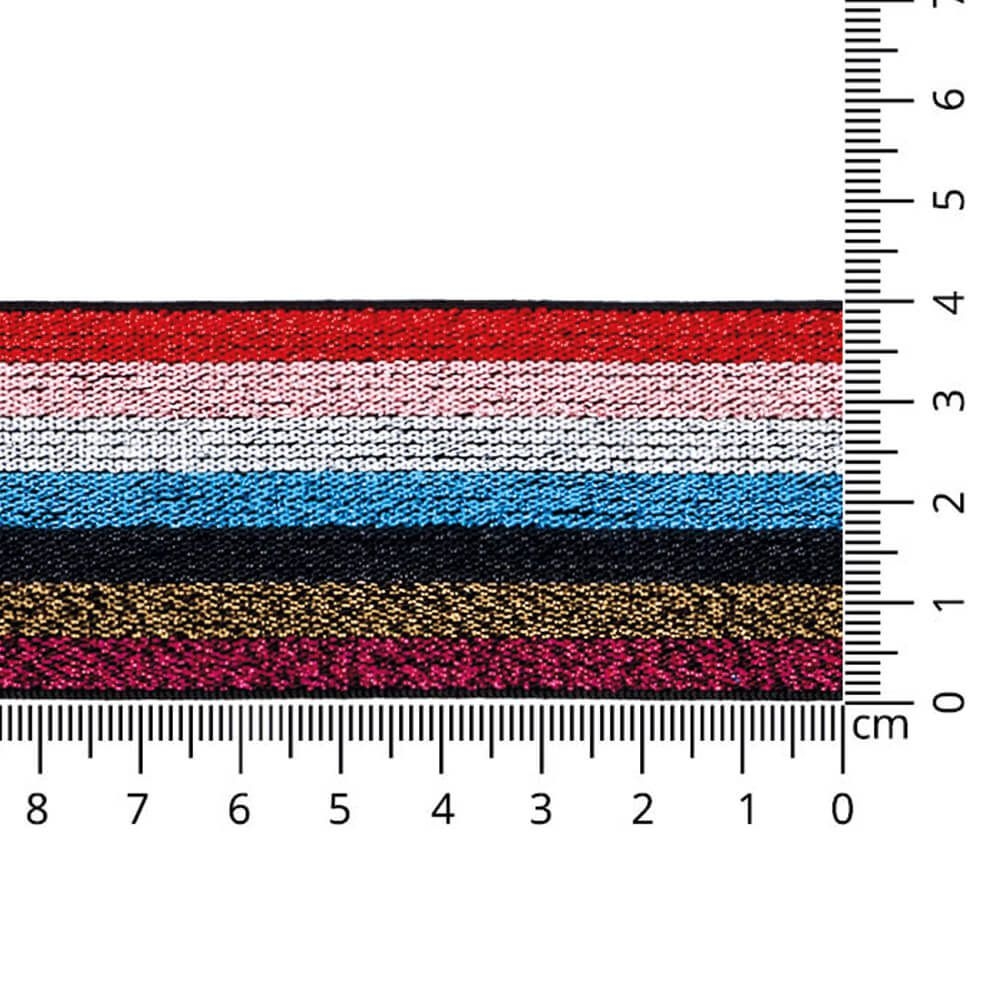 Gummiband 40mm mehrfarbig gestreift mit Lurex