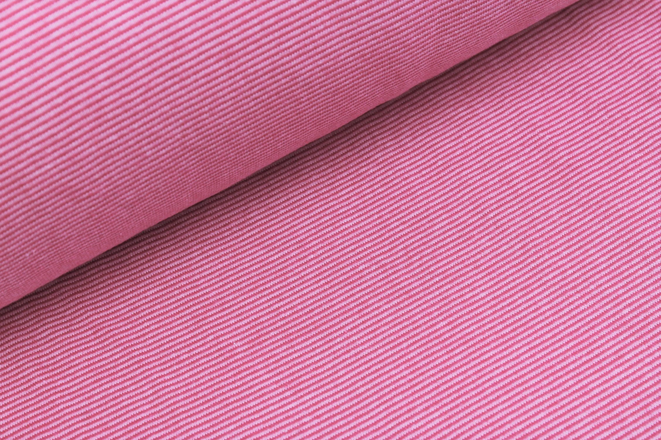 Bündchenstoff rosa/pink schmal gestreift     
