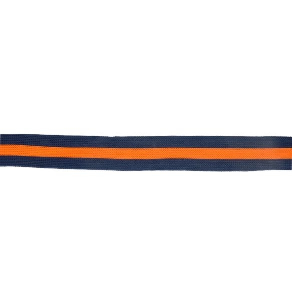 Elastisches Band 25mm gestreift blau/orange