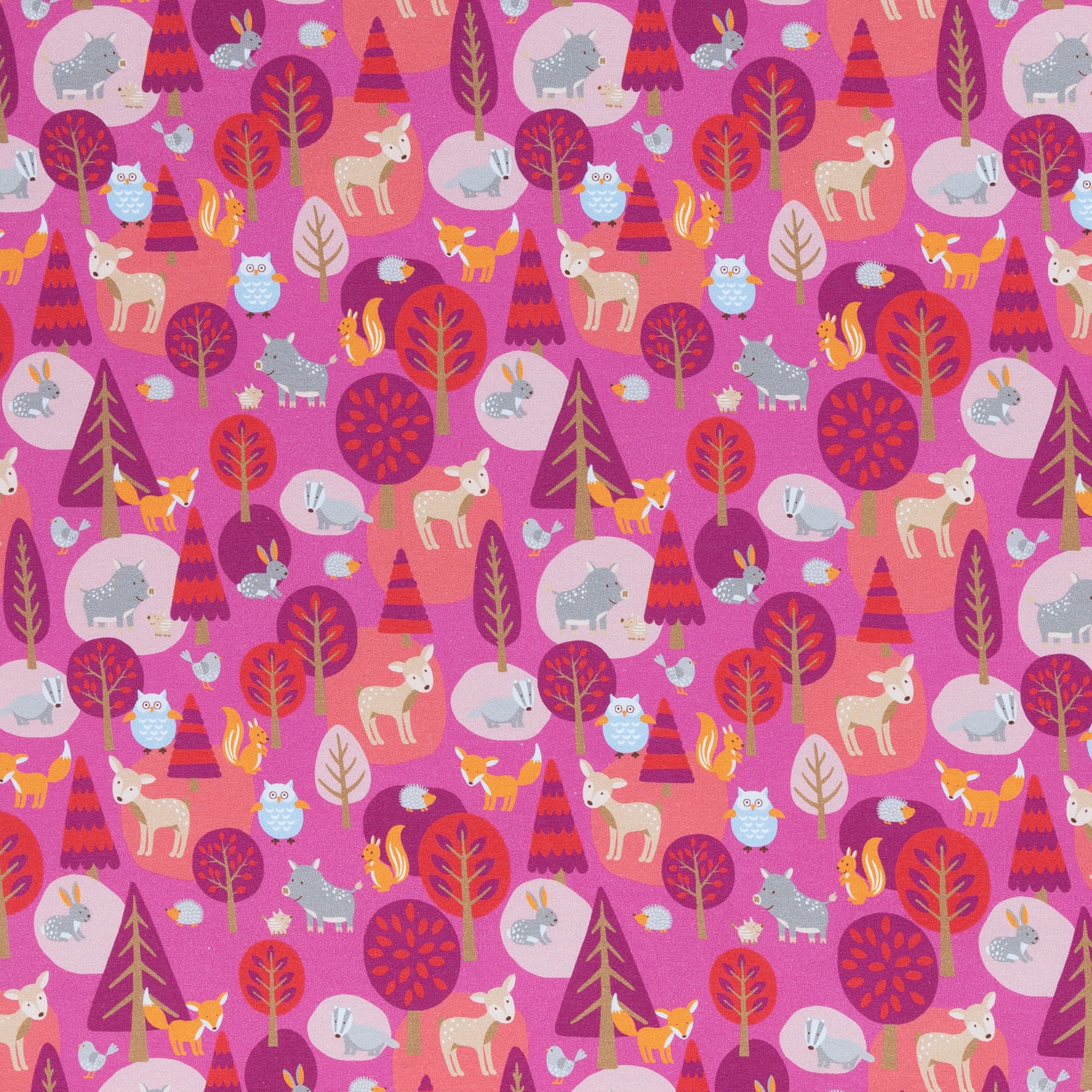Sweat angeraut "Woody" by Steinbeck Swafing mit Waldtieren - pink/weinrot