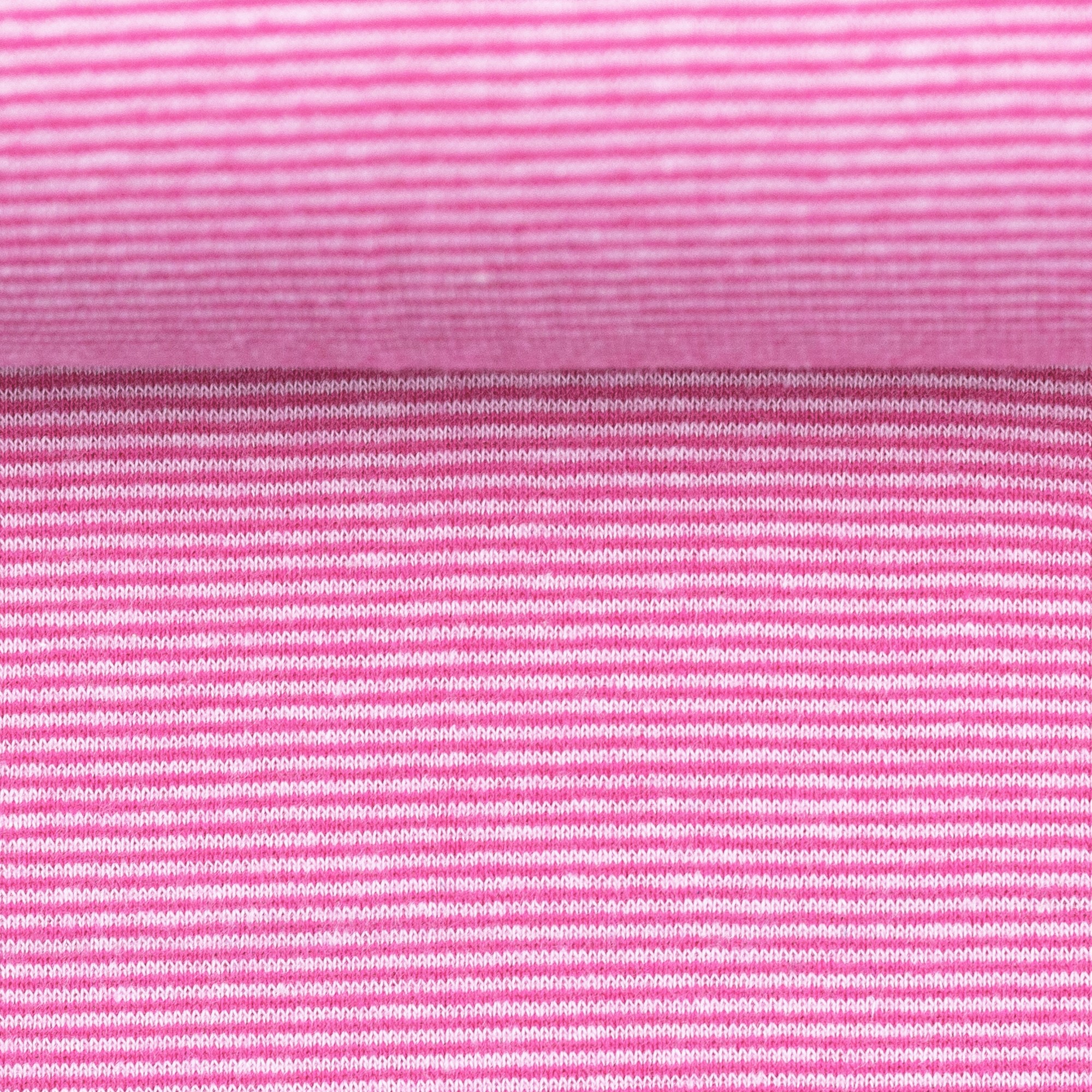 Bündchenstoff Stella 50cm breit, hellrosa/pink schmal gestreift         Kopie