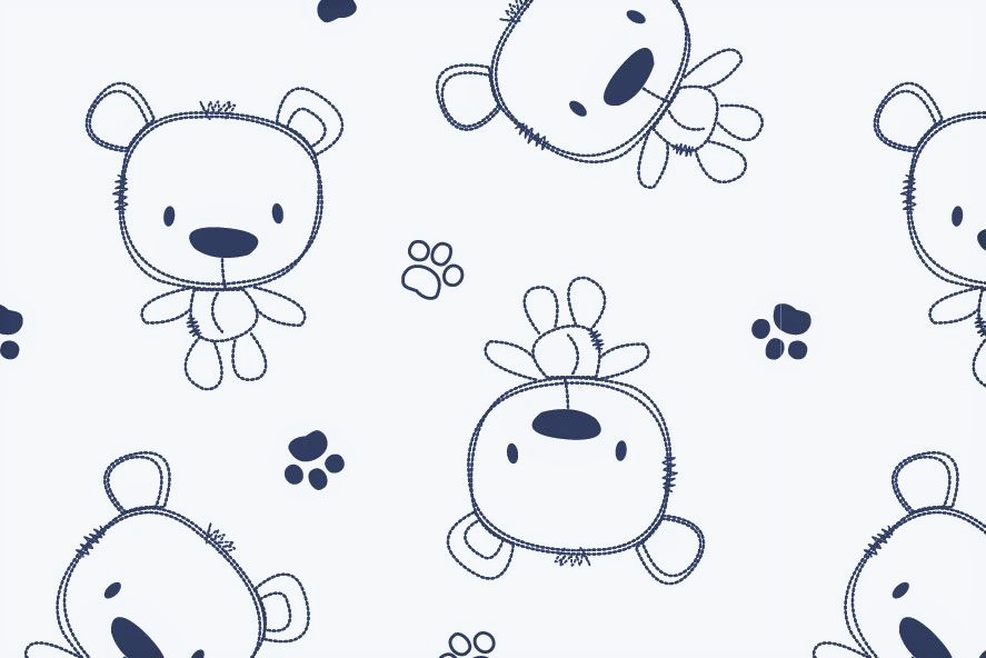 Digitaljersey  mit Teddybären - offwhite
