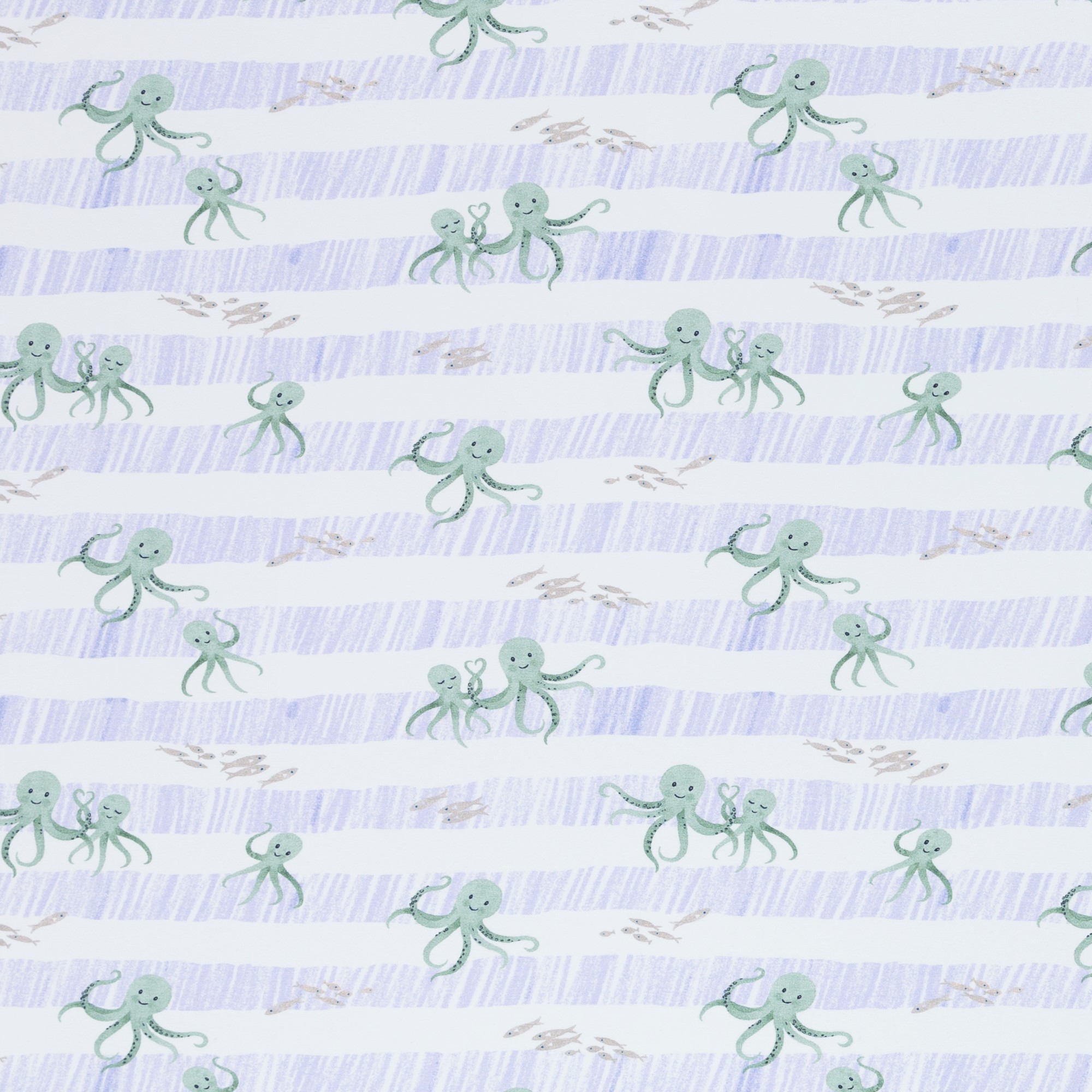 Baumwolljersey Swafing Nautical Baby mit Oktopus Familie - offwhite/rauchblau/dusty green 
