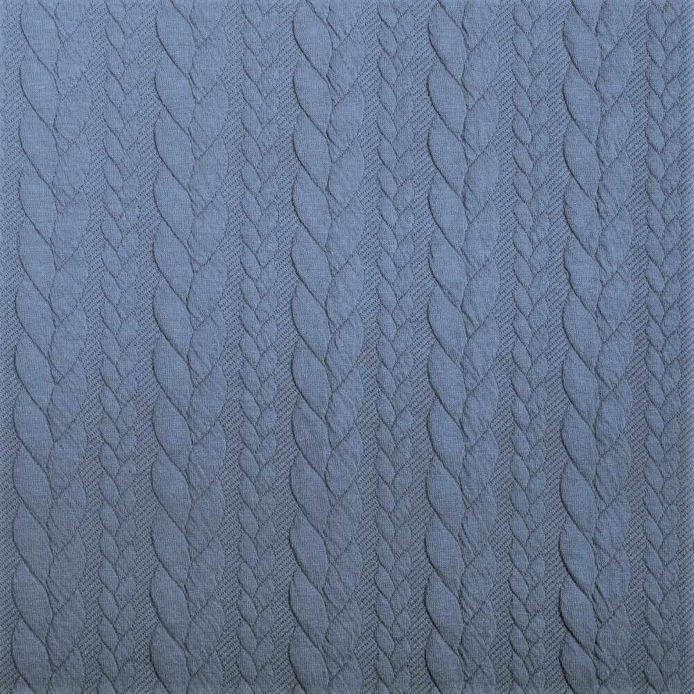 Sweat in Strickoptik mit Zopfmuster - jeansblau meliert