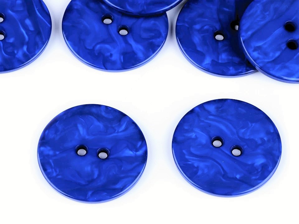 Kunststoff-Knopf Perlmutt Effekt royalblau 38,1 mm     