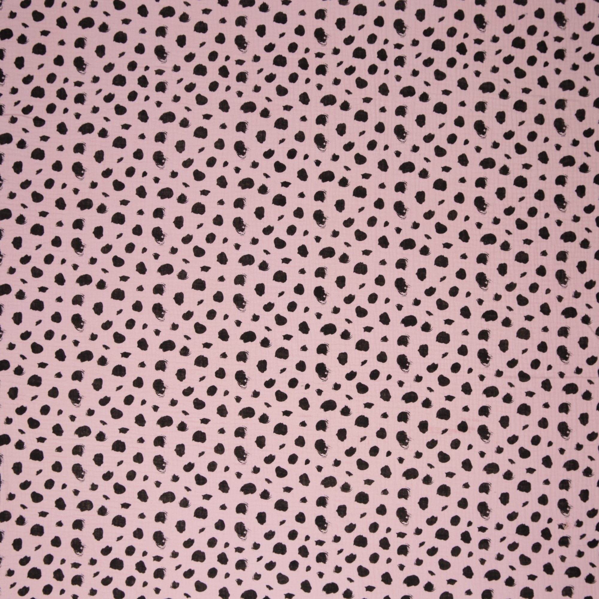 0,84m Reststück   Baumwolle Musselin Double Gauze mit schwarzen Dots - altrosa