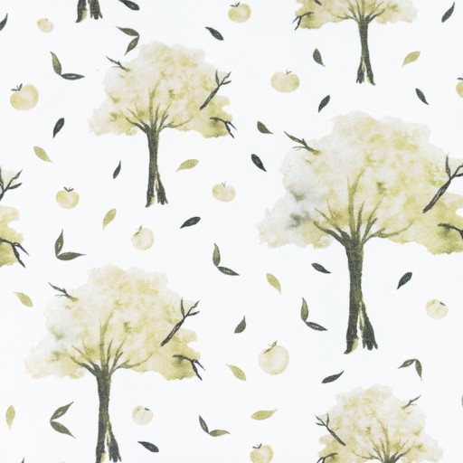 Digitaljersey Snoozy Fabrics mit Bäumen und Blättern - ecru/moosgrün