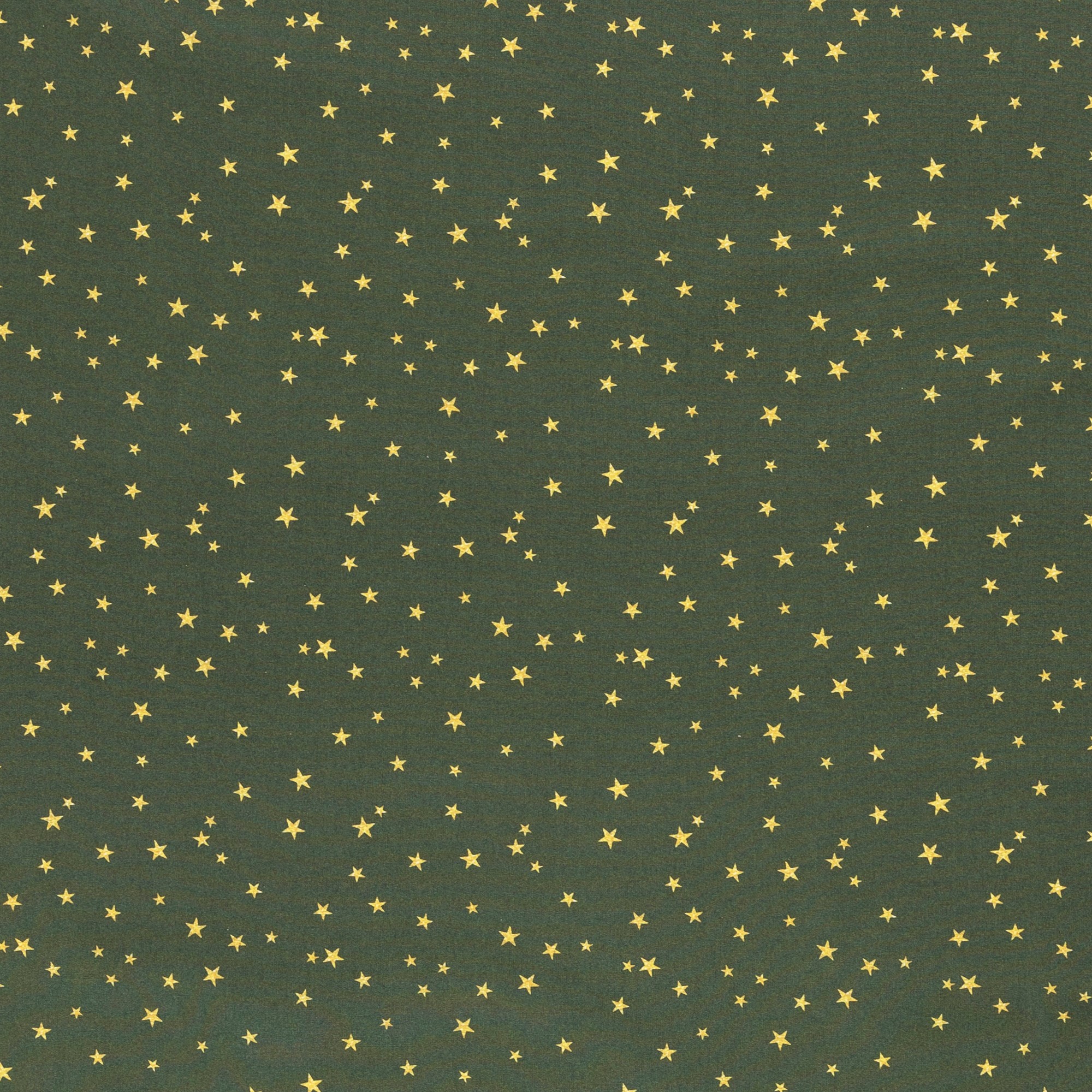 Baumwollstoff mit kleinen goldenen Sternen - dunkelgrün