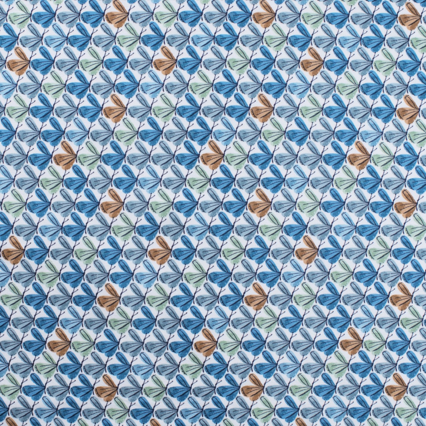 Baumwolljersey "Little Butterflies" - ecru/dusty mint