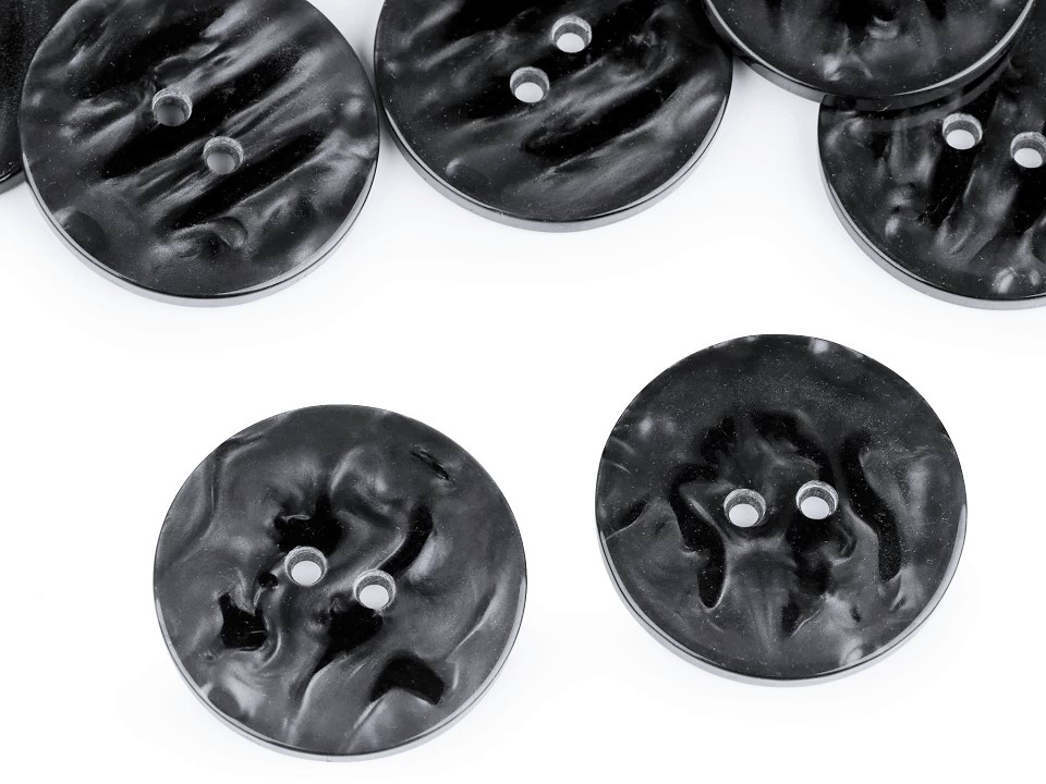 Kunststoff-Knopf Perlmutt Effekt schwarz 38,1 mm       