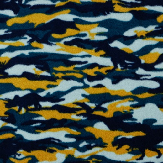 Polar-Fleece Camouflage mit Dinos - ocker/blau
