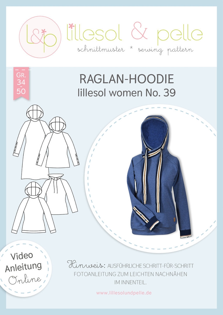 Papierschnittmuster Raglan-Hoodie lillesol women No.39 von Lillesol&Pelle