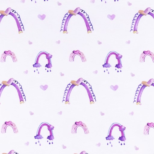Digitaljersey Snoozy Fabrics mit Regenbögen und Herzen - hellrosa