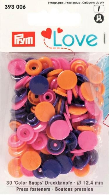 Prym Love Druckknopf Color Snaps 12,4mm orange/pink/violett