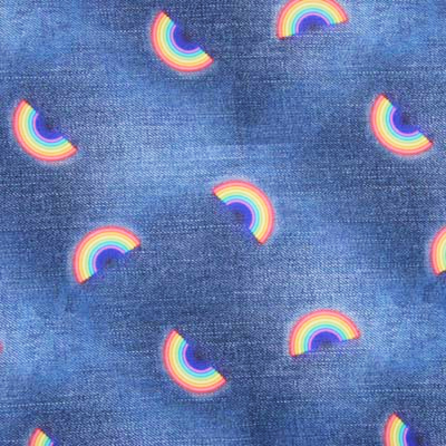 Digitaljersey jeansblau mit bunten Regenbögen - Jeansoptik  