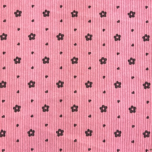 Feincord mit kleinen Dots und Blümchen - dark old rose