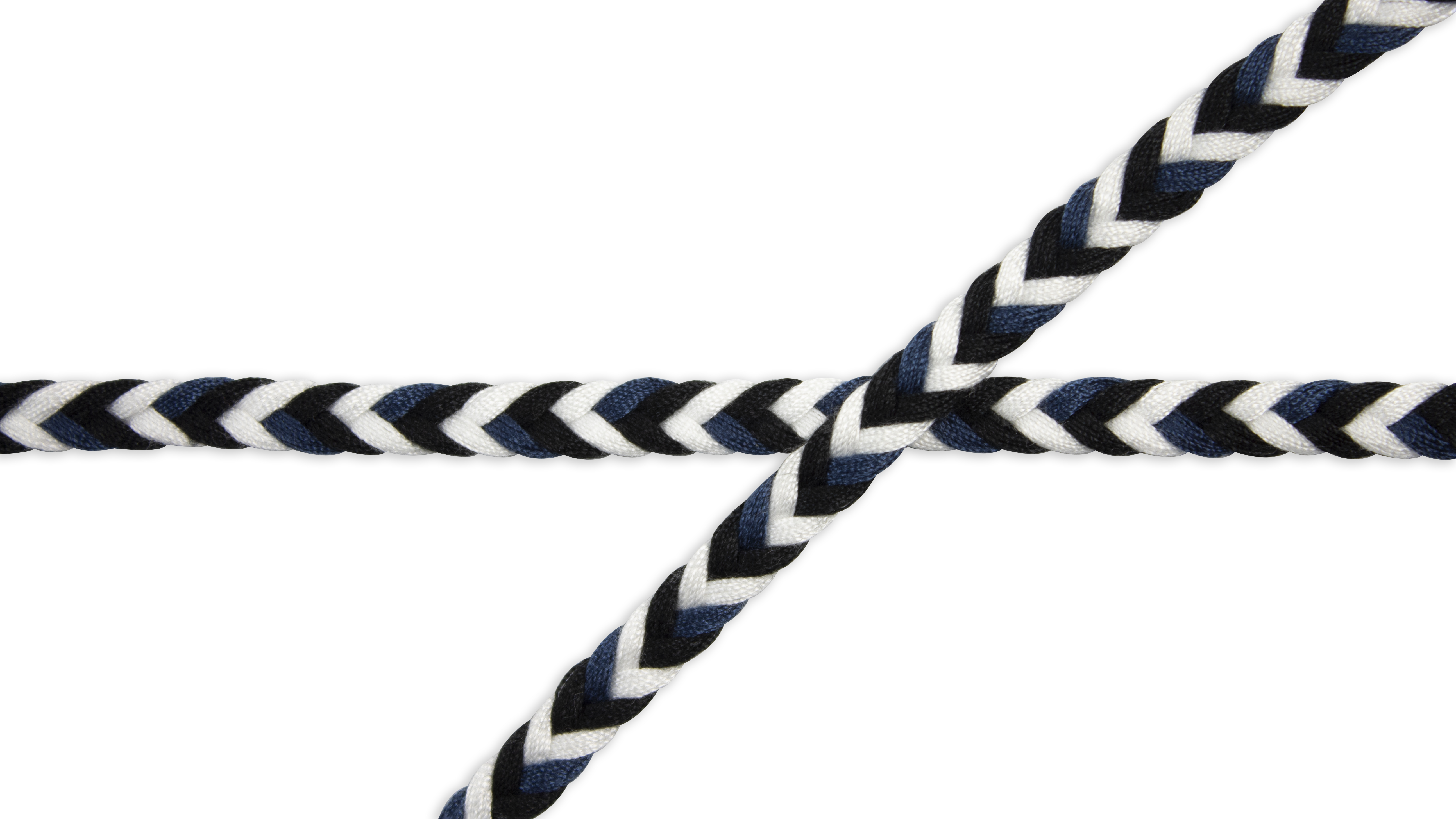Kordel geflochten Baumwolle 8mm flach schwarz, dunkelblau, weiß (569)